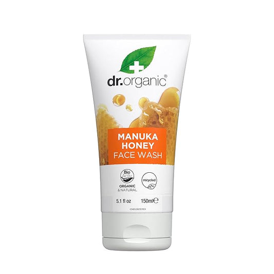 Dr. Organic Manuka Honey Face Wash | Gentle, Soothing, Cleansing, For Dry and Sensitive Skin, Certified Organic, Paraben & SLS-Free, Natural, 150 mL / 5 fl oz