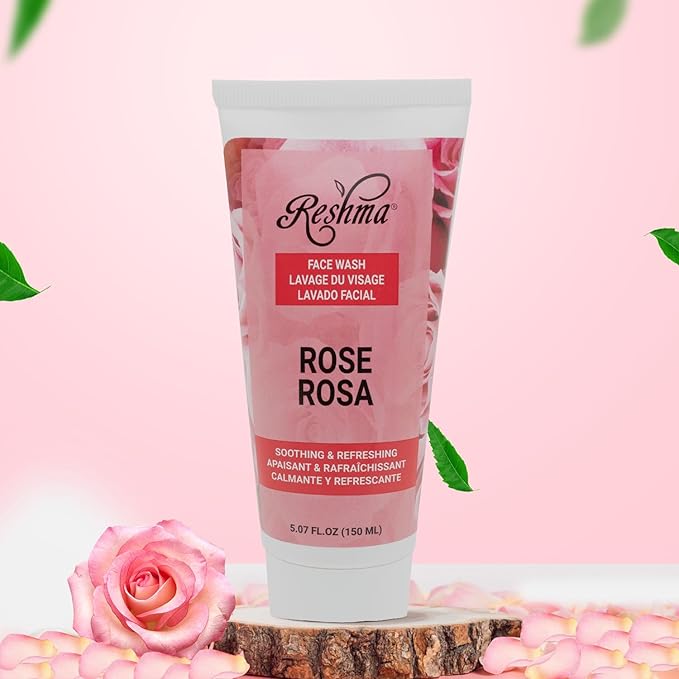 Reshma Beauty Rose Face Wash for All Skin Types & Dull, Glowing Skin and Deep Cleanser for Reviving, Nourishing & Rejuvenating, Removes Make-Up, For Daily Use, Cruelty-Free, 5.07 fl oz, Pack of 1