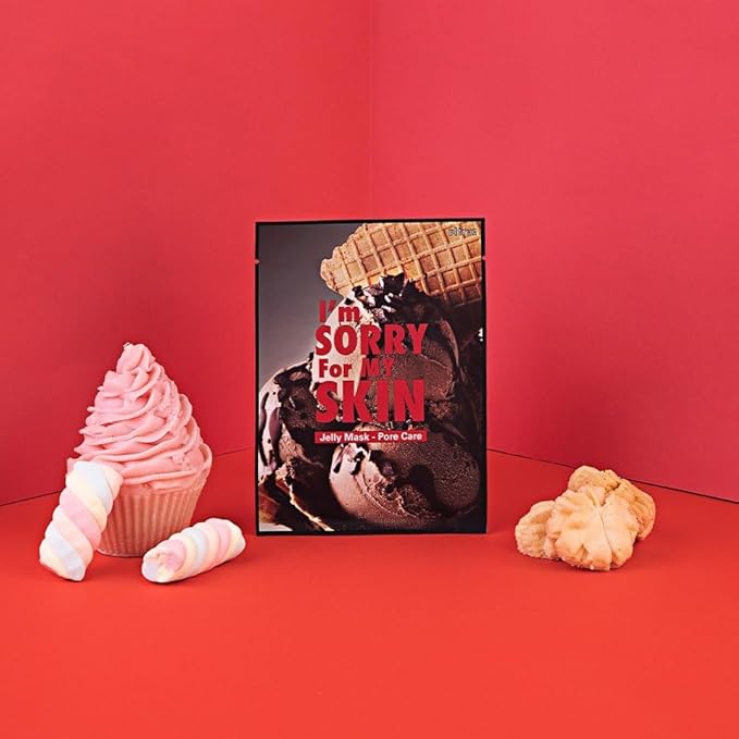 I'M SORRY FOR MY SKIN Jelly Face Mask Korean Skin Care, Hydrating Face Masks Skincare Set, Self Care Items for Glow Beauty, Teacher Appreciation Gifts for Women, Pack of 10 (Dessert Pore Care Mask)