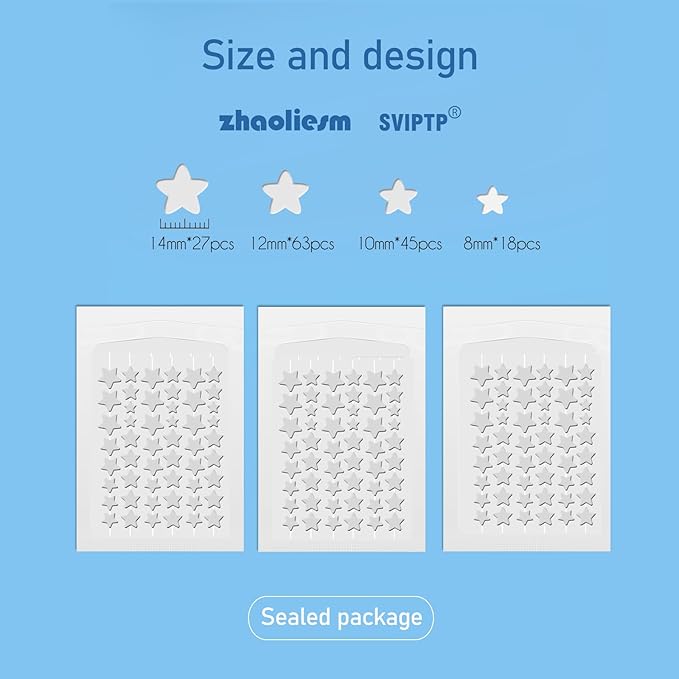 Clear Star Pimple Patches for Face, 153 Count Hydrocolloid Star Acne Patches Invisible, Cute Zit Covers for Face, Spot Stickers with Tea Tree, Salicylic Acid and Cica Oil