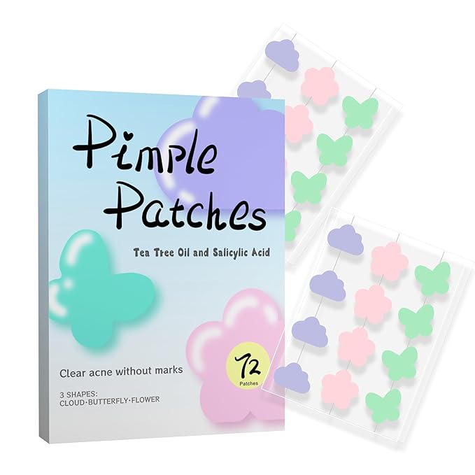 Pimple Patches for Face,Pimple Patches Cute,Acne Patches with Hydrocolloid, Salicylic Acid & Tea Tree,Treatment for Breakouts, Absorbs Zits & Blemish,Hydrocolloid Acne Patch for Face (72 Count)