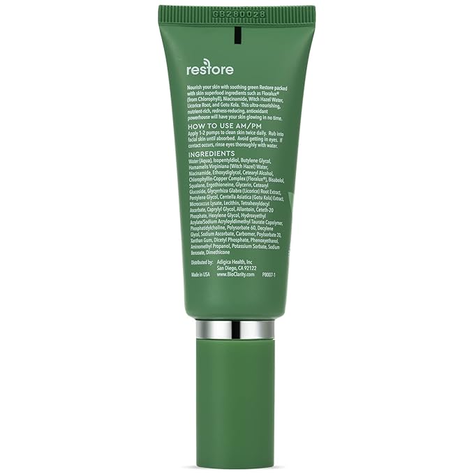 bioClarity Restore, Gel-Based Serum | 100% Vegan, Clean Ingredients | Contains Floralux Naturally made from Chlorophyll (1 Fl Oz)