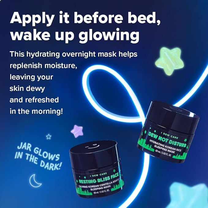 I DEW CARE Night Sleeping Mask - Dew Not Disturb | Hydrating Overnight Mask for Dewy, Radiant Skin, Korean Skincare for Intense Moisture & Fresh Glow, 2.02 FL Oz (60 ml)