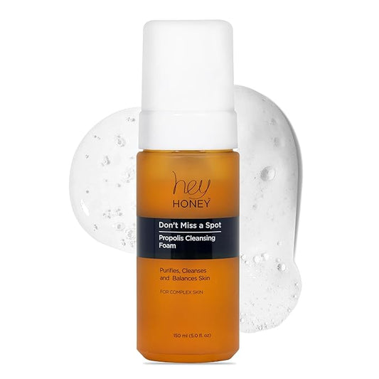 Hey Honey Skincare Propolis Facial Cleanser Foam Formula that Replenishes Skin Barrier | Gentle Face Wash for Oily, Acne-Prone & Sensitive Skin | Natural Ingredients, Non-Comedogenic | 5 oz