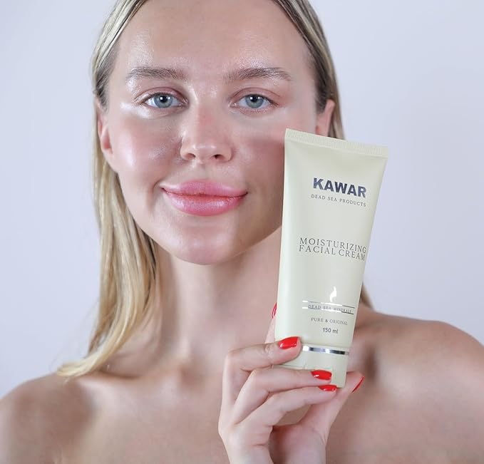 KAWAR Dead Sea Face Moisturizer with Hyaluronic Acid, Niacinamide & Ceramides, Skin Feels Softer and Smoother, Long-Lasting Hydration, Fast-Absorbing, Vegan Moisturizer for Men & Women, 5.1 fl oz