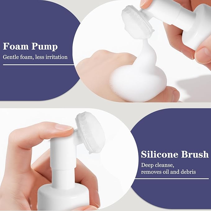 SINPIN aobenz Gentle Face Cleanser with Scrubber - Foaming Facial Cleanser for Dry, Sensitive, Oily, Acne Skin | Natural Face Wash for Women & Men, Niacinamide & Hyaluronic Acid | Hydrating, 3.38 FL