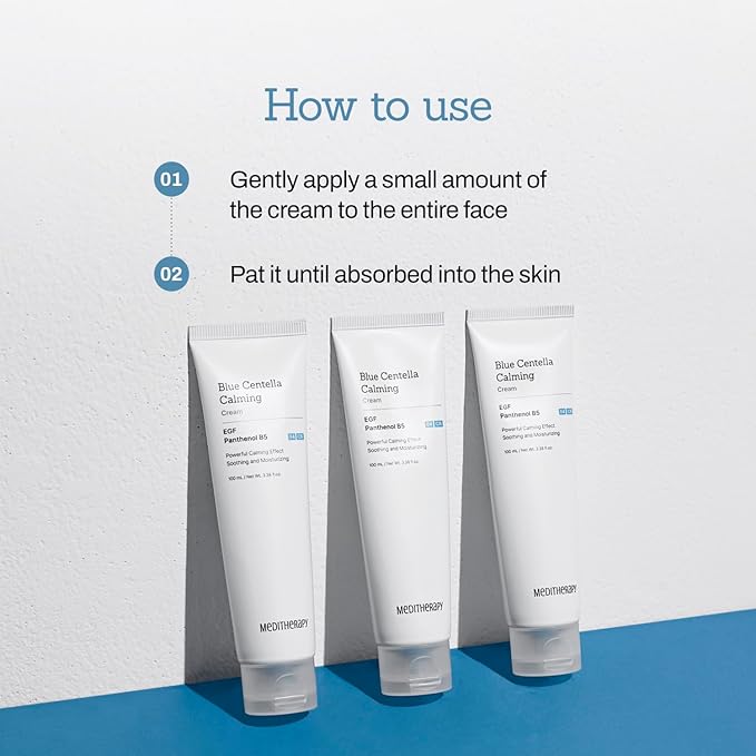 Blue Centella Calming Cream - Hydrating Korean Face Moisturizer - Rapid Soothing Moisturizer Face Cream for All Types - Strengthening Skin Barrier for Glowing Skin - Non-Clogging Pore 3.38 fl oz.