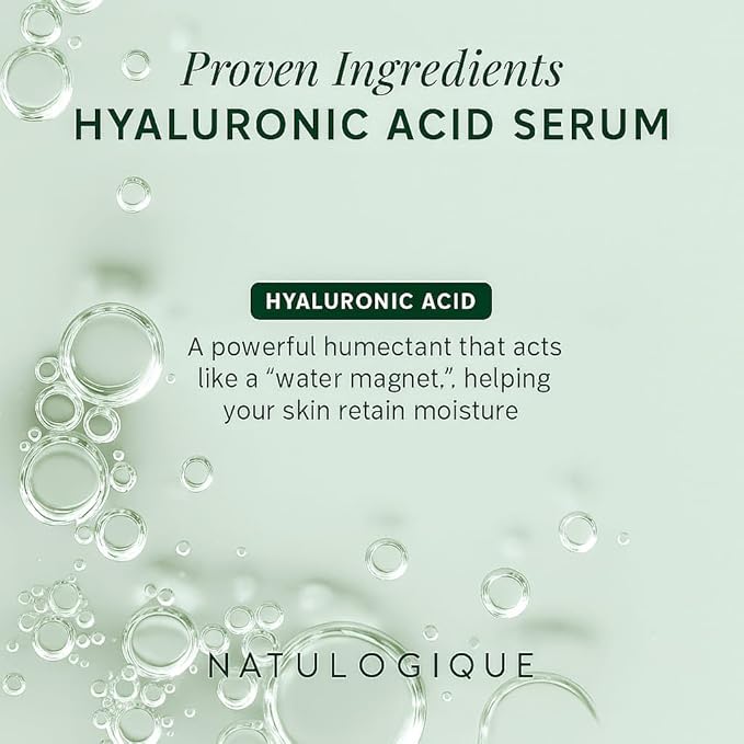 Premium Hyaluronic Acid Serum for Skin 100% Pure and Organic – Anti-Aging Face Moisturizer for Fine Lines & Wrinkles – Fragrance-Free, Vegan, Natural Skincare – 1oz (30ml) by Natulogique