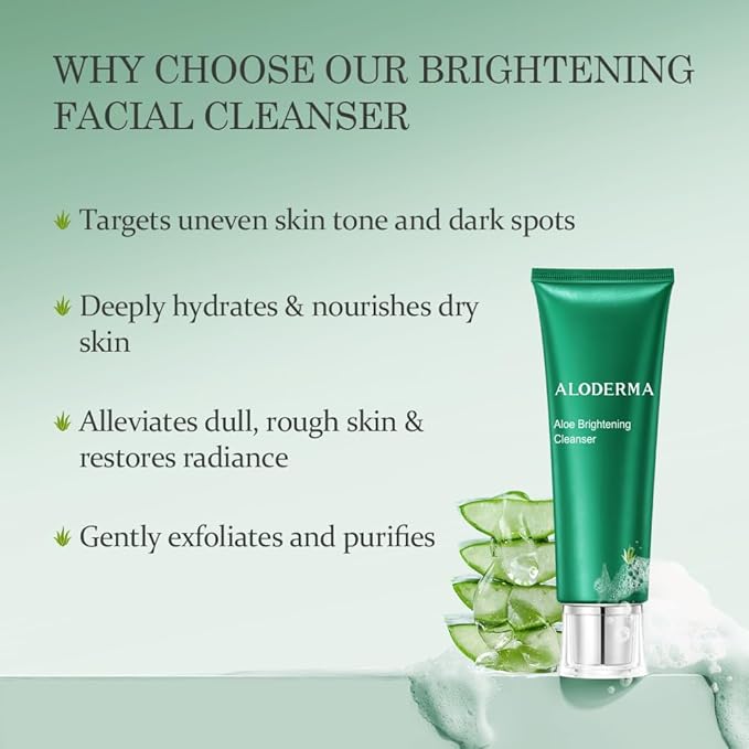 Aloderma Skin Brightening Face Cleanser Made with Organic Aloe Vera - Natural Brightening Daily Face Wash with Niacinamide & Papaya for Radiant Skin Tone - Natural Formula for Everyday Use, 4.2oz