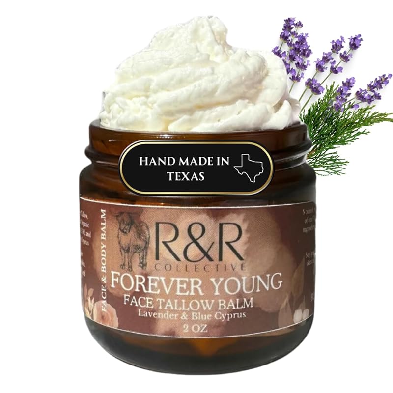 Forever Young Tallow Face Moisturizer – 100% Grass-Fed Whipped Beef Tallow Balm with Blue Cypress & Herbal Infusion – For Dry, Sensitive Skin, Fine Lines & Aging – Handmade Natural Skincare – 2 oz