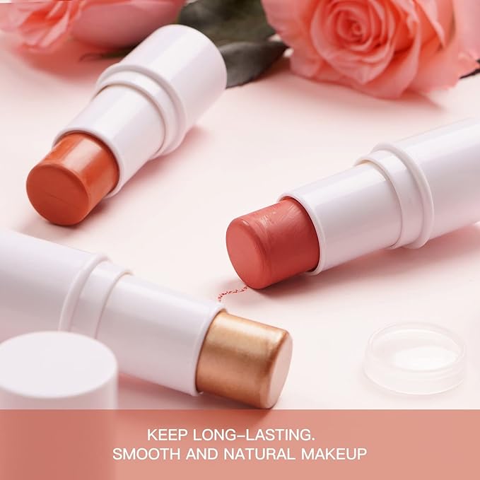 Cream Blush Stick for Cheek and Lip Tint, Skin(#3 Brighten)