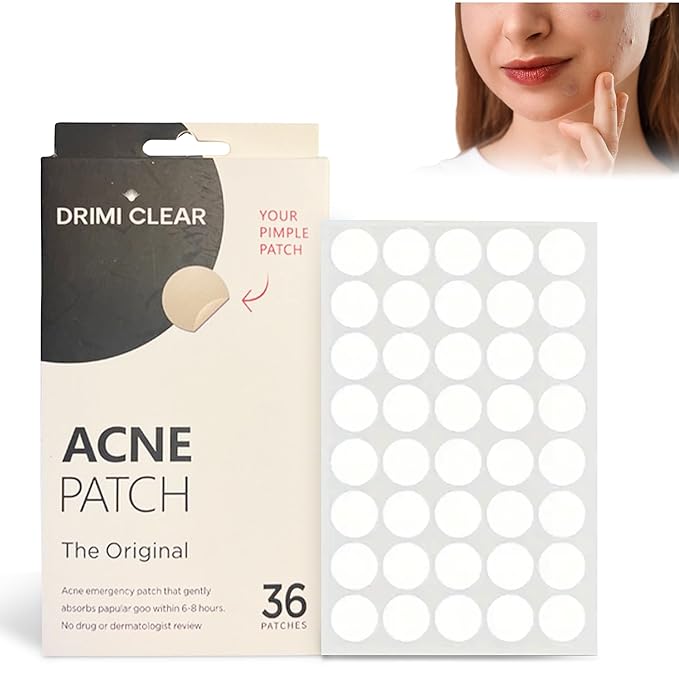 Drimiclear™ - #1 Hydrocolloid Acne Pimple Patch for Covering Zits and Blemishes in Face and Skin, Vegan-friendly and Not Tested on Animals (36 Count)