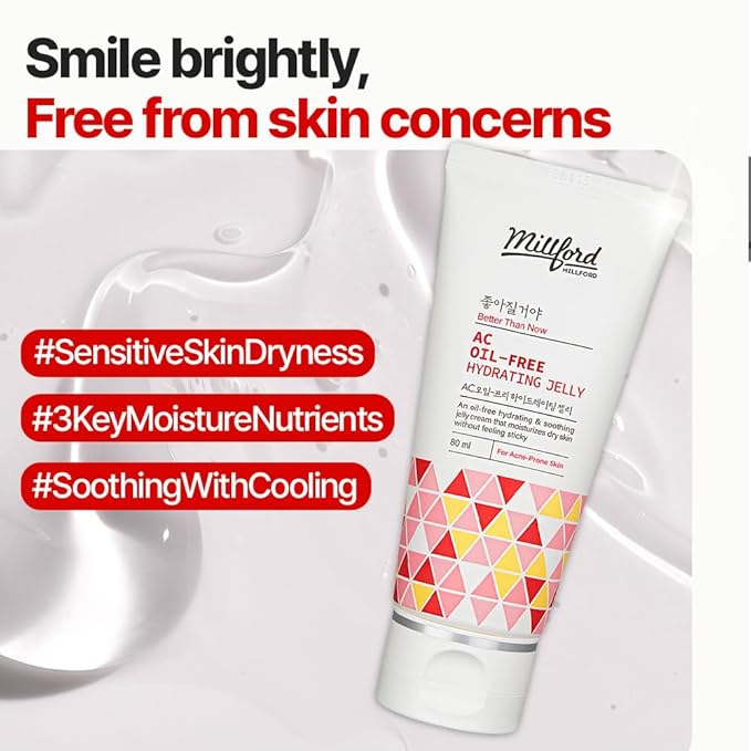 AC Oil-Free Hydrating Jelly 2.7Oz, 80ml, Oil Free Facial Moisturizer for Acne-Prone Skin, Niacinamide 2%, Unscented, Mild, Soothing Cream, Non Greasy Moisturizer, Korean Skincare