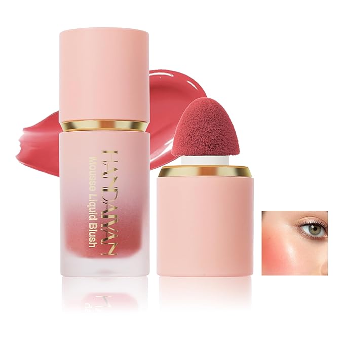 AKARY Mousse Liquid Blush, Soft Cream Makeup Blush, Cheek Tint(03#Coral)