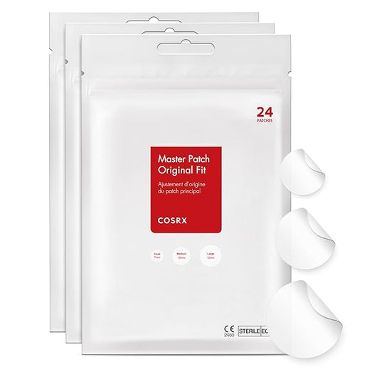 COSRX Acne Pimple Patch Absorbing Hydrocolloid Original 3 Size Patches for Blemishes and Zits Cover, Spot Stickers for Face and Body, Not Tested on Animals (72)