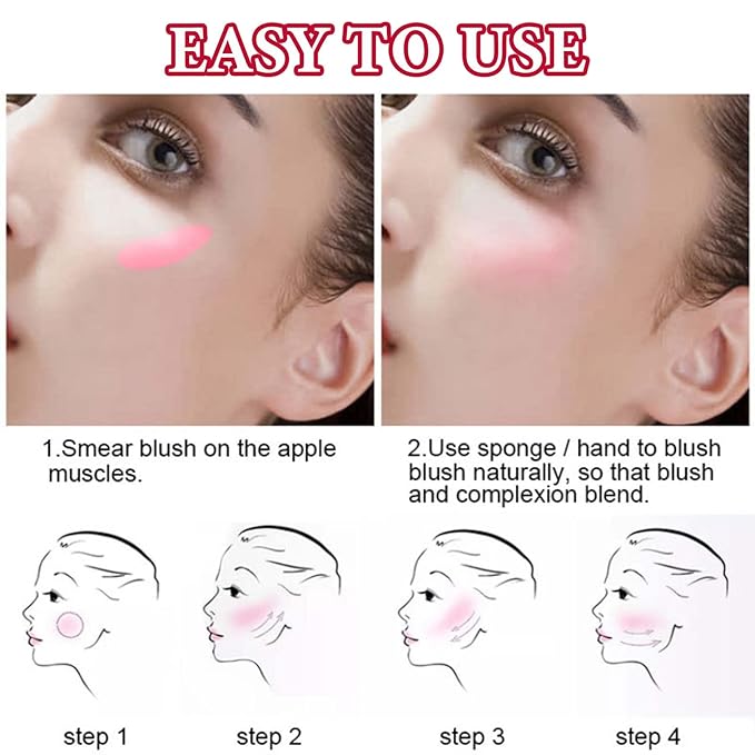 Cream Blush Stick,Blush Stick for Cheeks with Contour Tea Pink)