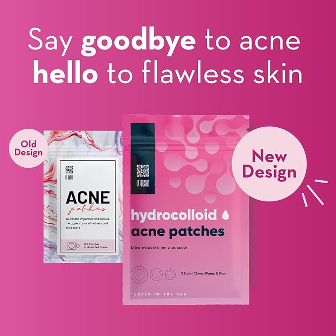 LE GUSHE Pimple Patches for Face (132 dots) - Hydrocolloid Acne Patch for Zits and Blemishes - Invisible Blemish Patches for Face - Spot Cover Stickers