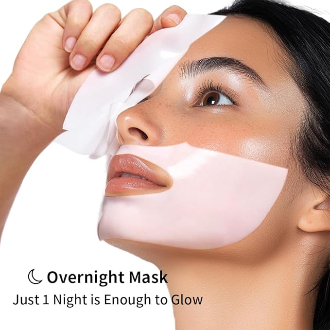 Low Molecular Weight Collagen Overnight Hydrogel Mask, Enhances Skin Elasticity, Reduces Pores, Transforms from White to Transparent Upon Absorption Skin Care Treatment,