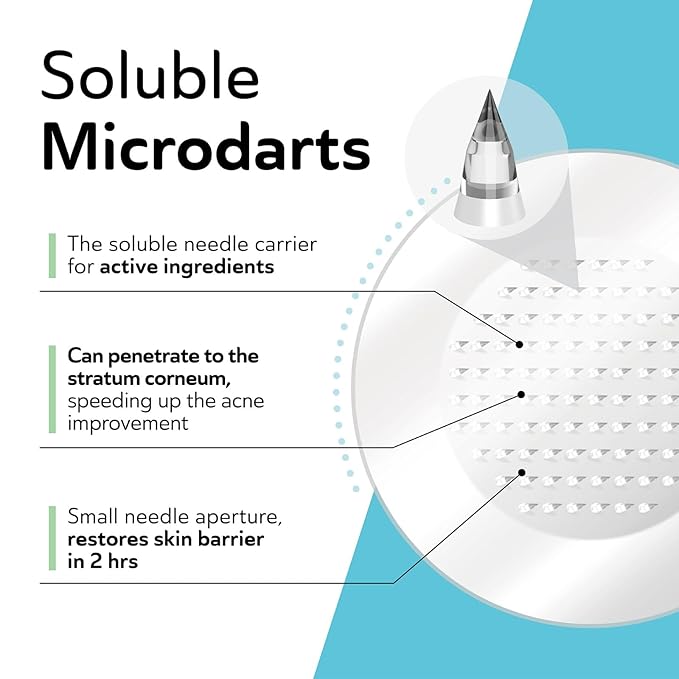 Microdart Acne Patches for Deep Blemishes - 18 Pimple Patches - Hydrocolloid Pimple Patch with Salicylic Acid, Azelaic Acid, CICA & Vitamin C - Targets Stubborn Blemishes Dark Spots & Cystic Acne