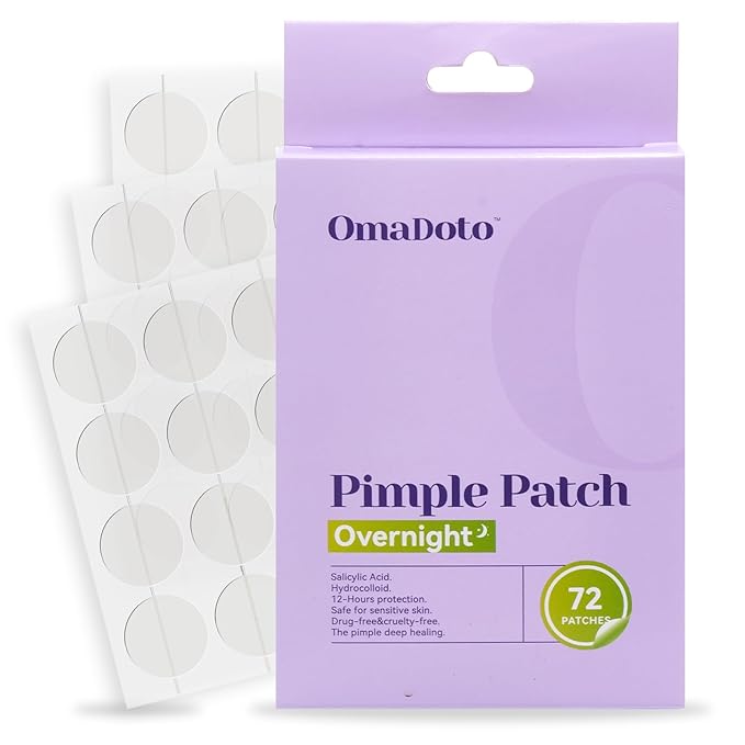 Pimple Patches for night (72 ptaches) - Hydrocolloid Acne Patch for night - 10mm&12mm invisible pimple patches - Overnight For Skin care - acne patches for face - Hydrocolloid pimple stickers