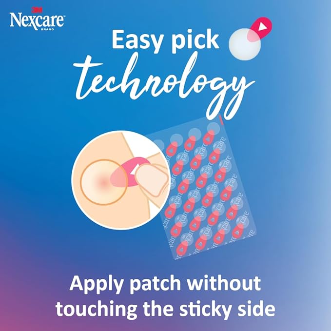Nexcare Thin and Transparent Acne Patch, Skin Cover Absorbs Pus and Oil from Clogged Pores, Made with hydrocolloid, tab Allows for Easy Removal from Liner - 117 Pimple Patches