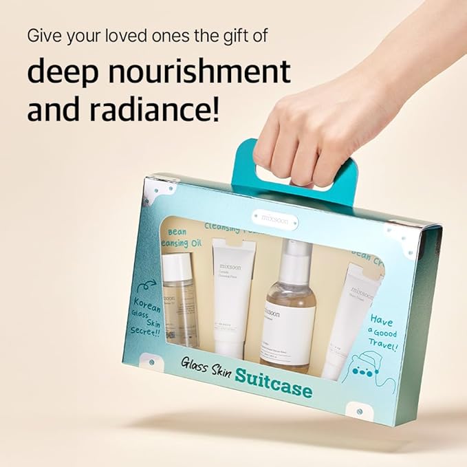 mixsoon Glass Skin Suit Case Best Seller Set (4Items Includes) Skincare Kit Moisturizing For Glow Skin Care Routine Gifts Korean Glass Skin (0.67 Fl.Ozl+0.67 Fl.Oz+0.50 Fl.Oz+1.6 Fl.Oz)