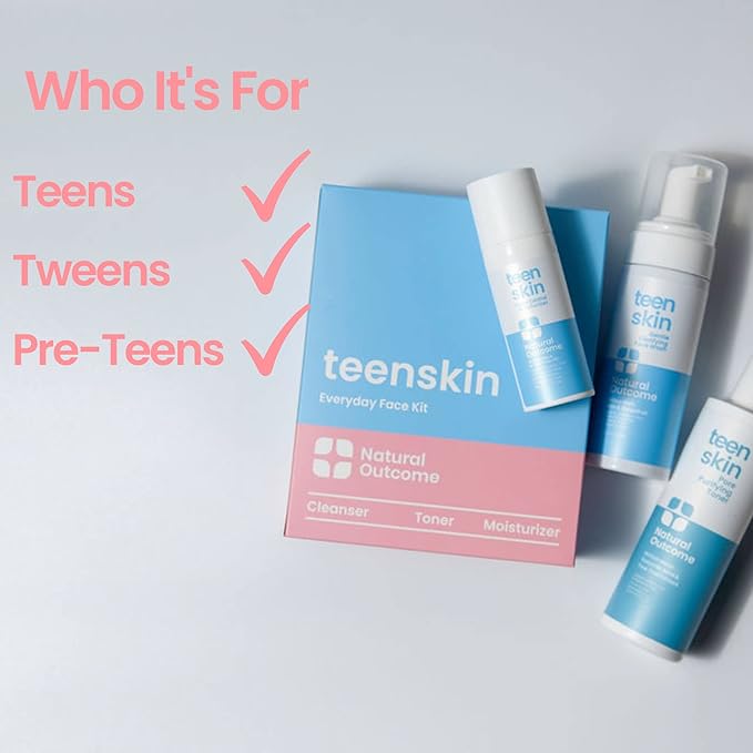 Teen Skin Care Kit 3-Step | Acne Face Wash Skin Care Regimen | Teen Skin Face Wash, Toner, & Moisturizer | Perfect for Teens Preteens & Kids Looking to Prevent Acne | 3 Pc Kit by Natural Outcome