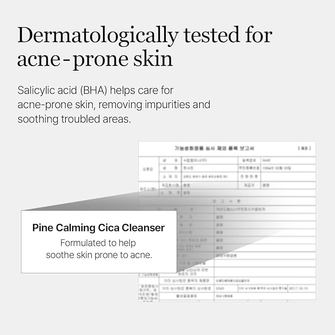 ROUND LAB Pine Calming Cica Cleanser 5.07 Fl Oz – Acne Face Wash with Salicylic Acid, BHA & LHA for Sensitive Skin, Soothing Cica + Hydrating Hyaluronic Acid, Gentle Foaming Cleanser, 150ml