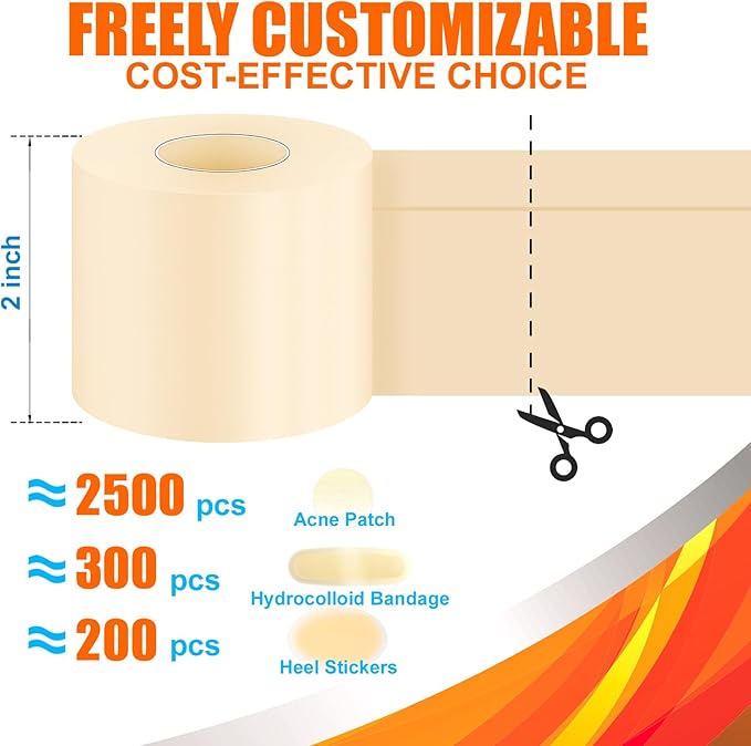 Hydrocolloid Roll for Wound Care – 2 in × 16 ft | Cut-to-Size Bandages, Patches & Tape | Flexible Hydrocolloid Patch, Waterproof & Skin-Safe Adhesive for Daily Use