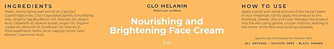 Glo Melanin Nourishing Face Cream - Illuminate Your Skin with Nourishing Cream for Face - Radiant Glow and Renewal with Face Cream (2 Oz)