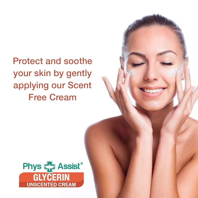 PhysAssist Oncology Glycerin Unscented Moisturizer Cream for Dry Stressed Skin. Designed for those with Fragrance Intolerances after Radiation and Chemo Treatments. 4 Oz jar.