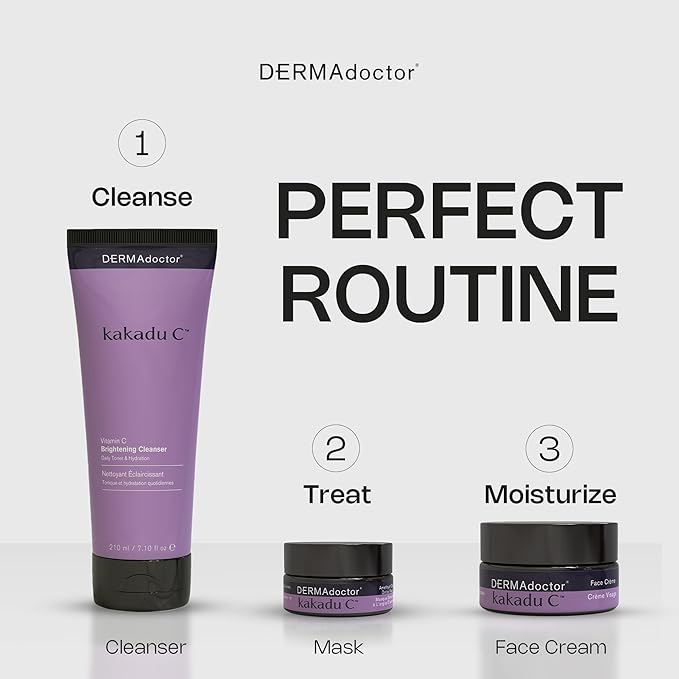 DERMAdoctor Kakadu C Dermatologist Formulated Amethyst Clay Detox Mask; Vitamin C Clay Face Mask for Dark Spots, Dull Skin, Oil Control and Refining Pores - 1.69 oz