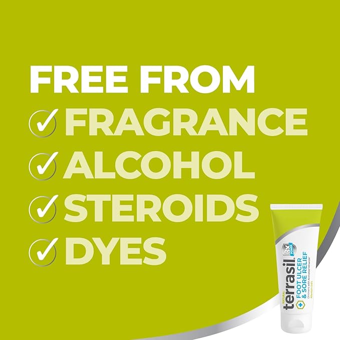 terrasil Foot Ulcer Cream & Sore Relief, Natural Relief & Fast Soothing Treatment, Cream for Ulcers, Foot Ulcers & Sores. 3X Action (3oz)