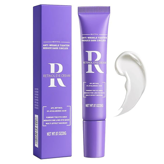 Retinol Eye Cream, Moisturizing Eye Care Daily Anti-Wrinkle Cream with 45% Retinol and 5% Hyaluronic Acid to Smooth & Moisturize Skin, Under Eye Bags, Reduce Wrinkles, Dark Circles(0.7 Ounces)