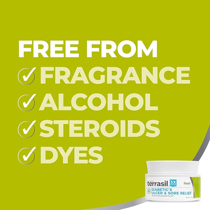 terrasil Foot Ulcer Cream & Sore Relief, Natural Relief & Fast Soothing Treatment, Healing Cream for Leg Ulcers & Sores. 3X Action (1.5 oz)