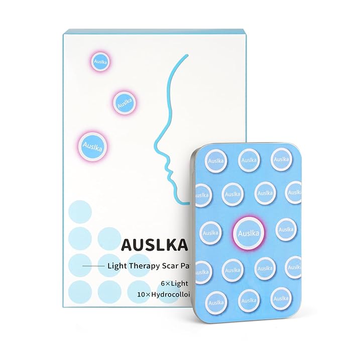AUSLKA Light Therapy Pimple Patch, LED Red and Blue Light Hydrocolloid Zit Patches, Spot Dots for Blemishe, 6-Packs, Use 6-8 hours (Blue, Eliminate Pimple Patch)