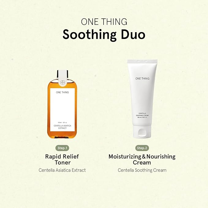 ONE THING Centella Soothing Cream 3.38 Fl Oz | CICA Beta Glucan Hydrating Calming Facial Vegan Moisturizer for All, Sensitive Skin Types, Barrier Redness Irritation Relief | Korean Skin Care