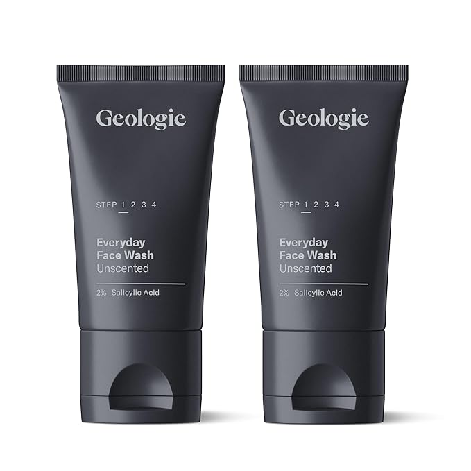 Geologie 2% Salicylic Acid Unscented Face Wash | Fragrance-Free Facial Cleanser for Men & Women | Acne & Oil Control | Non-irritating, Deep Cleansing & BHA Exfoliating Face Wash | 2-Pack