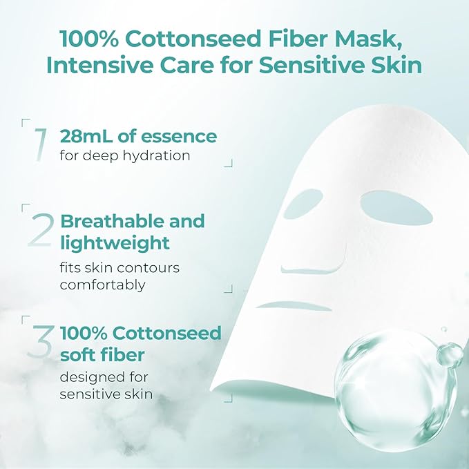 2-Step Panthenol Soothing Ampoule Mask (1.5ml+28mlx5PCS) - Hydrating Mask with Beta-Glucan & Panthenol for Soothing Skin Recovery