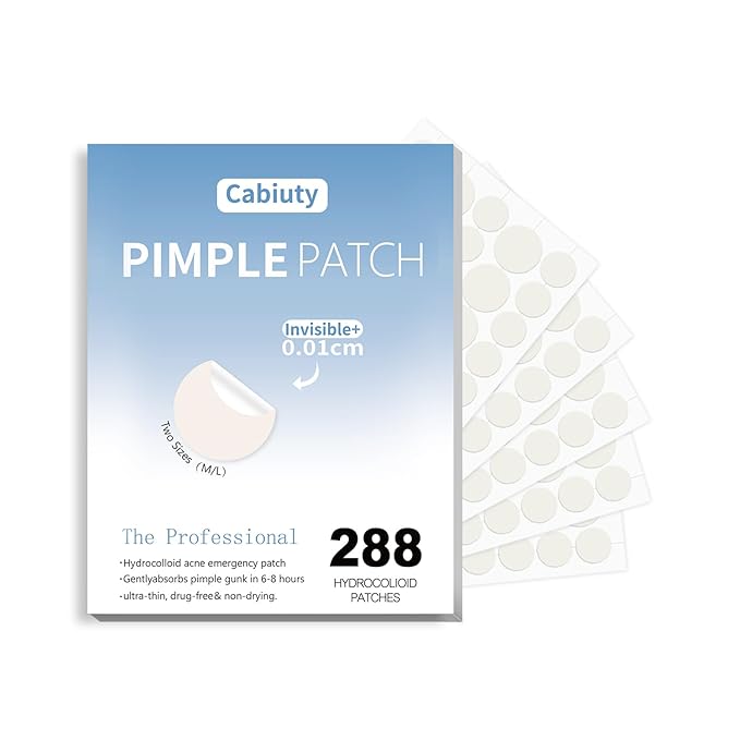 288 Counts Pimple Patches for Face, Hydrocolloid Acne Patches for Covering Zits and Blemishes, 2 Sizes of Ultra-Thin Spot Patch for All Skin Types