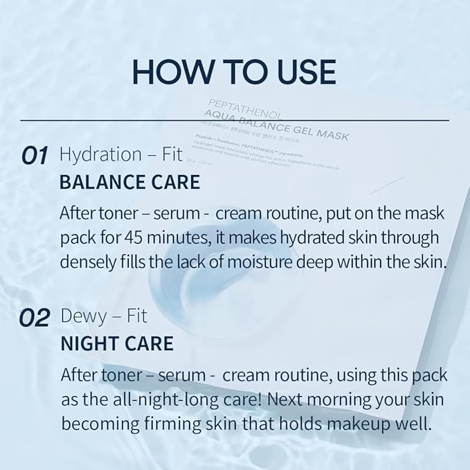 ANOTHERFACE PEPTATHENOL™ Aqua Balance Mask 4pcs, Overnight Deep Hydrating Hydrogel Mask Pack, Korean skin care, Pore Minimizing, Lifting & Firming, Non-irritation, Vegan, Korean Skin Care