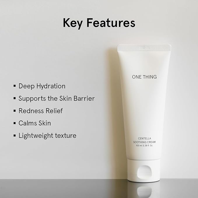 ONE THING Centella Soothing Cream 3.38 Fl Oz | CICA Beta Glucan Hydrating Calming Facial Vegan Moisturizer for All, Sensitive Skin Types, Barrier Redness Irritation Relief | Korean Skin Care