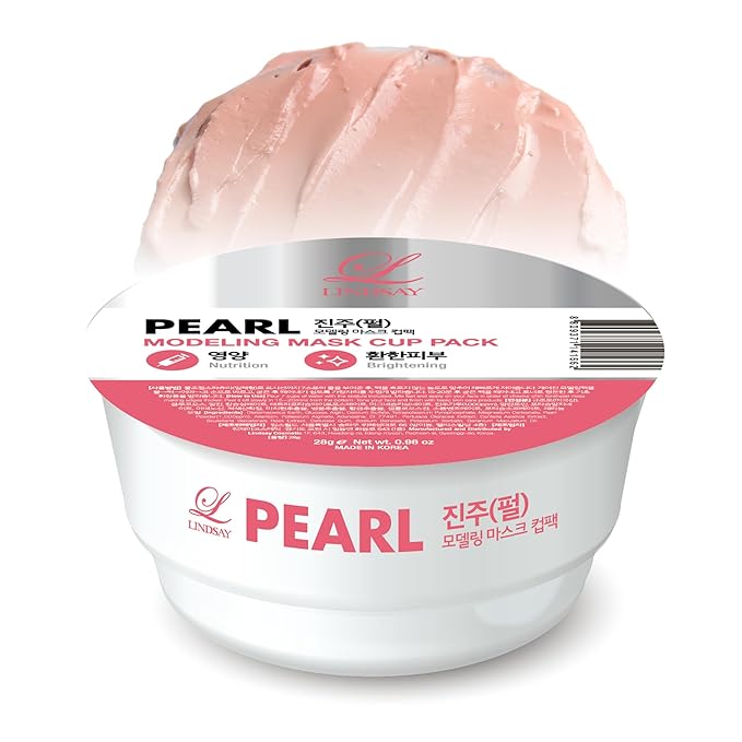 LINDSAY Pearl Modeling Mask Cup Pack - Korean Skin Care Face Mask Modeling Pack – Single-Use Revitalizing Face Mask w/Spatula Spoon – Spa Facial Peel-off Mask (6 ea, 0.36 lb)