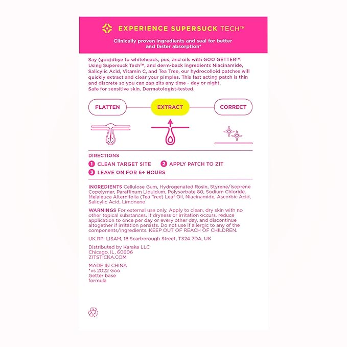 ZitSticka Pimple Patches for Face and Body, Hydrocolloid Patches to Cover Zits & Blemishes, Acne Patches or Zit Spot Stickers, Body Blemish Patch (GOO GETTER 108 Pack)