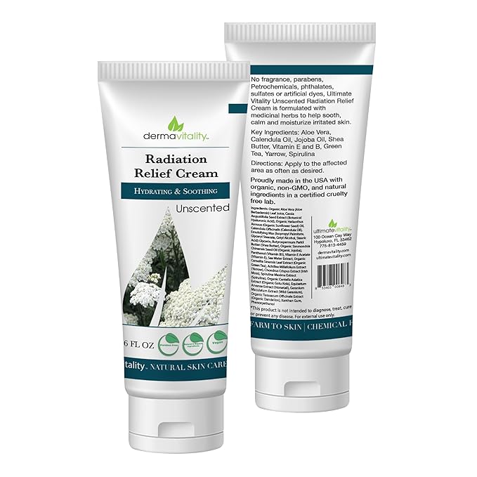 UltimateVitality Unscented Radiation Burn Relief Cream – Calendula Cream for Radiation Patients, Natural, Organic, Paraben, Pthalate Free - 6 ounces