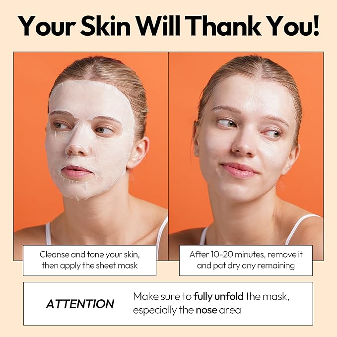 LAPCOS Super Collagen Sheet Mask – Hydrating Face Masks w/Peptide Complex, Vegan Collagen, Niacinamide & Hyaluronic Acid – Revitalizing & Firming Korean Skincare Paraben-Free, Cruelty-Free (10 Pack)