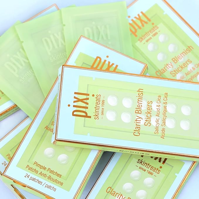 Pixi Clarity Blemish Stickers | Pimple Patches with Salicylic Acid, Green Tea & Cica for Clear & Balanced Skin | Translucent & Gentle | On-the-Go Spot Treatment | 24 patches