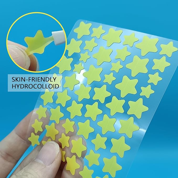 Yellow Star Pimple Patches for Face, 153 Count Hydrocolloid Star Acne Patches Invisible, Cute Zit Covers for Face, Spot Stickers with Tea Tree, Salicylic Acid and Cica Oil