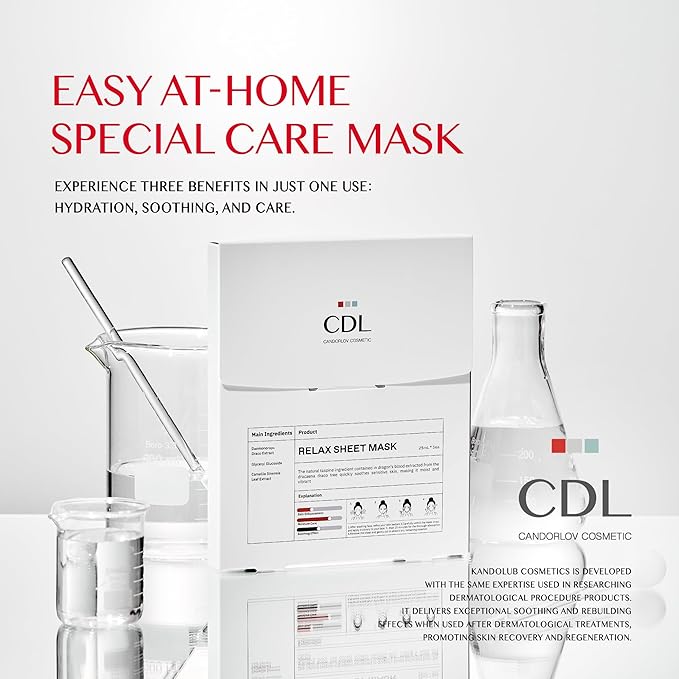 Relax Sheet Mask, 25mlx5pcs, Soothing Cooling Face Mask, Reduces Redness Swelling, Moisturizing Sheet Mask, Irritation-Free with Natural Ingredients with Pumpkin Extract & Dragon’s Blood