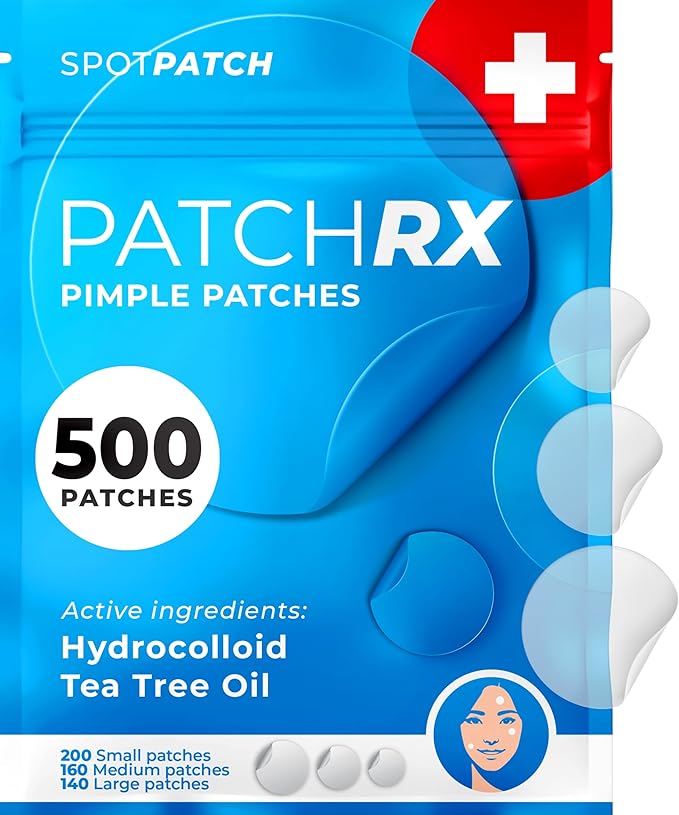 Pimple Patches for Face (500 Patches), Hydrocolloid Acne Patches with Tea Tree Oil, Pimple Patch Pimple Stickers - Hydrocolloid Patch Acne Dots - Acne Pimple Patches For Face - Zit Patches